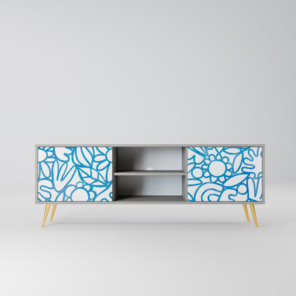 BLOOMY MORNING 2-Door TV Stand in Grey Finish