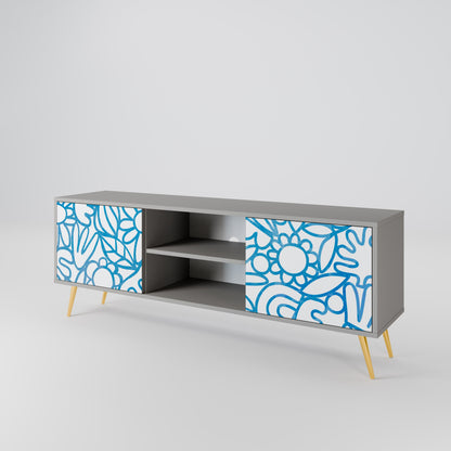 BLOOMY MORNING 2-Door TV Stand in Grey Finish