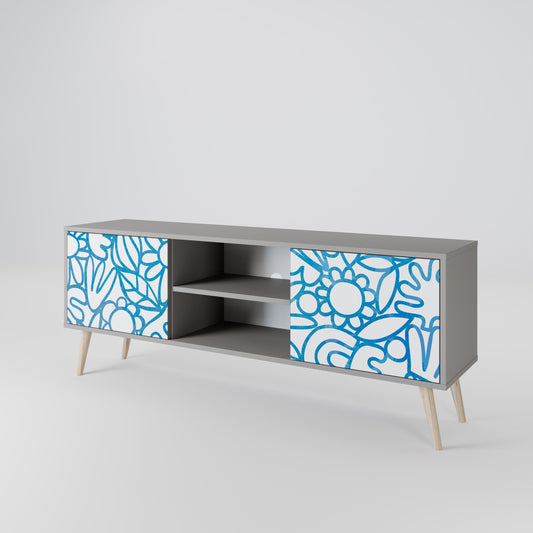 BLOOMY MORNING 2-Door TV Stand in Grey Finish