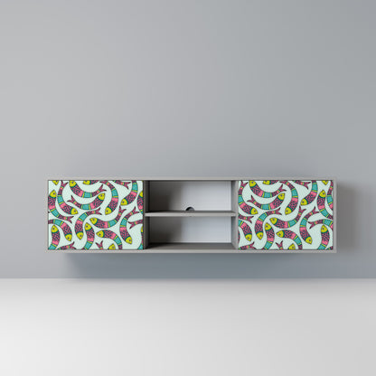 INDIAN FISH 2-Door TV Stand in Grey Finish