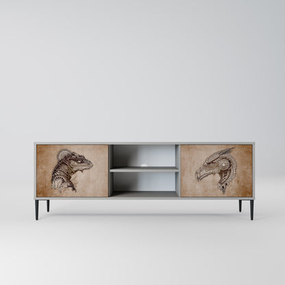 STEAMPUNK CLAN 2-Door TV Stand in Grey Finish