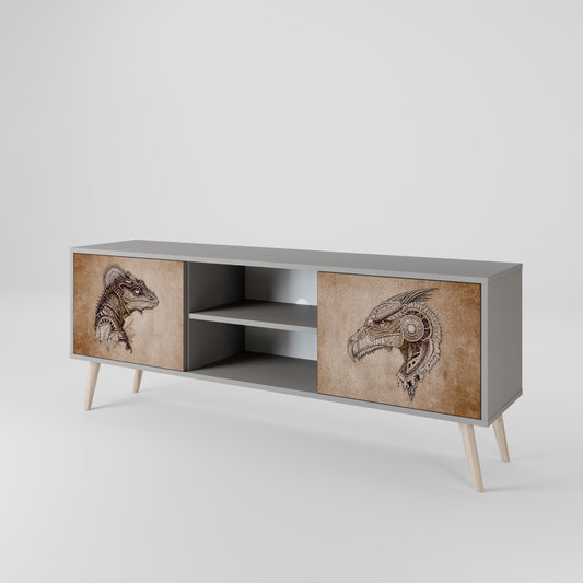 STEAMPUNK CLAN 2-Door TV Stand in Grey Finish