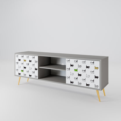 CATS COMPILATION 2-Door TV Stand in Grey Finish
