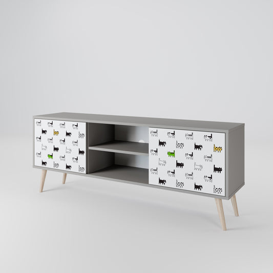 CATS COMPILATION 2-Door TV Stand in Grey Finish
