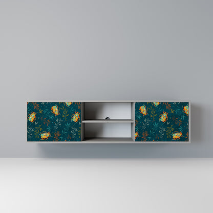 AUTUMN INSECTS 2-Door TV Stand in Grey Finish