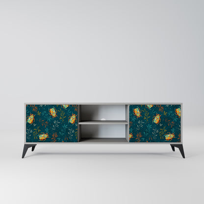 AUTUMN INSECTS 2-Door TV Stand in Grey Finish