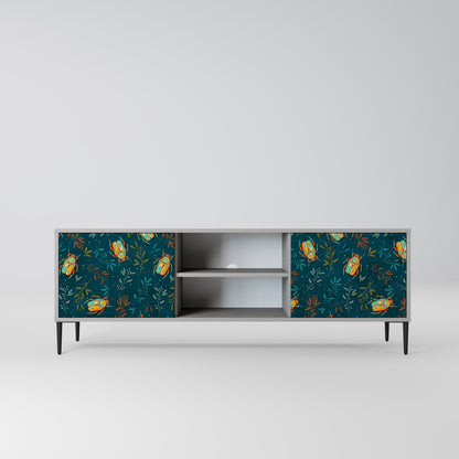 AUTUMN INSECTS 2-Door TV Stand in Grey Finish