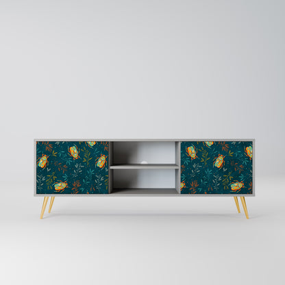 AUTUMN INSECTS 2-Door TV Stand in Grey Finish
