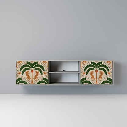 DANCING PREDATORS 2-Door TV Stand in Grey Finish