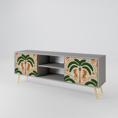 DANCING PREDATORS 2-Door TV Stand in Grey Finish
