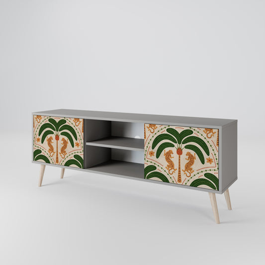 DANCING PREDATORS 2-Door TV Stand in Grey Finish