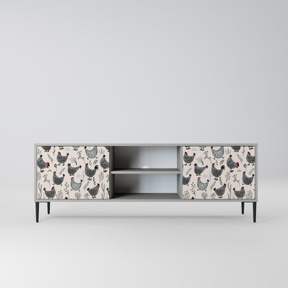 HAPPY HENS 2-Door TV Stand in Grey Finish