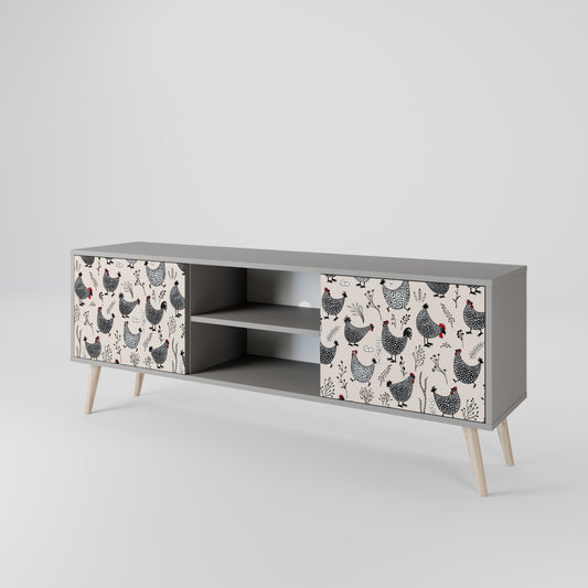 HAPPY HENS 2-Door TV Stand in Grey Finish