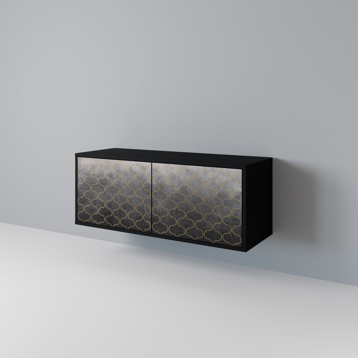 TESSELATED GRAYISH Compact 2-Door TV Cabinet