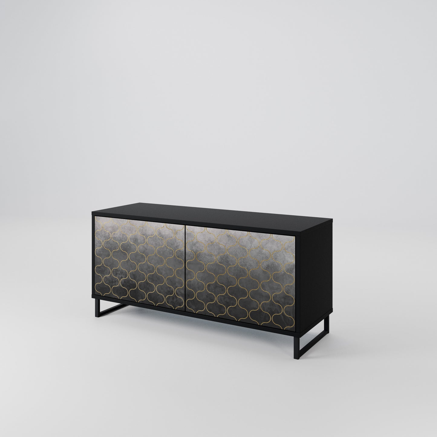 TESSELATED GRAYISH Compact 2-Door TV Cabinet