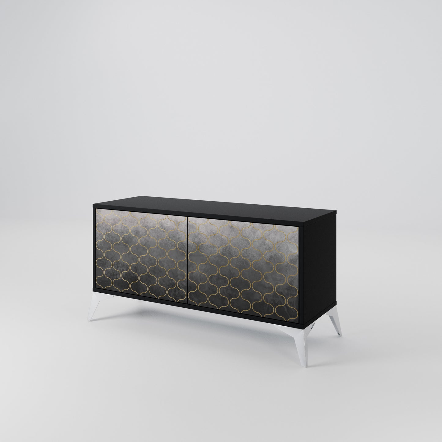 TESSELATED GRAYISH Compact 2-Door TV Cabinet