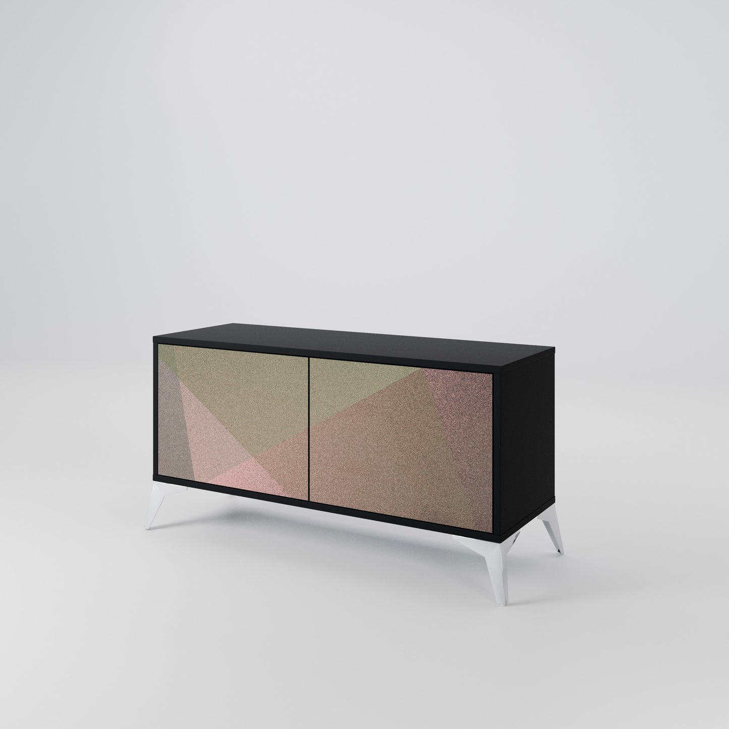 BEIGE GEOMETRY Mobile TV Compatto a 2 Ante