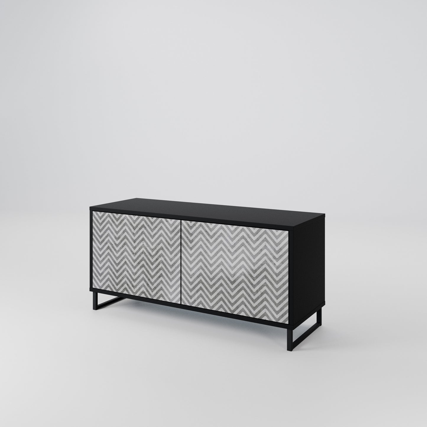 CONCRETE ZIG ZAG Compact 2-Door TV Cabinet