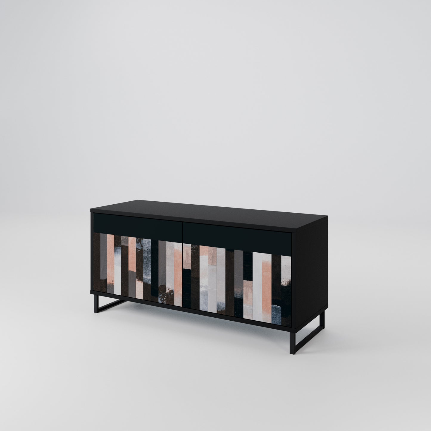 COLLAGE OF RECTANGLES Compact 2-Door TV Cabinet