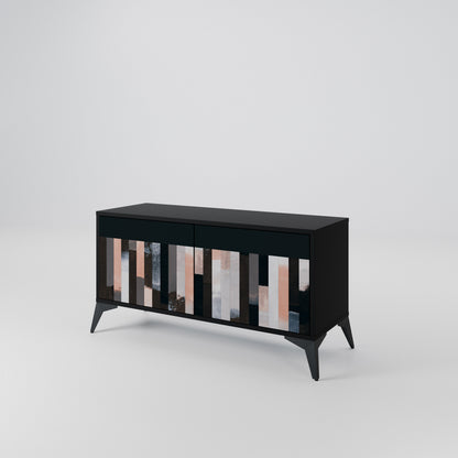 COLLAGE OF RECTANGLES Compact 2-Door TV Cabinet