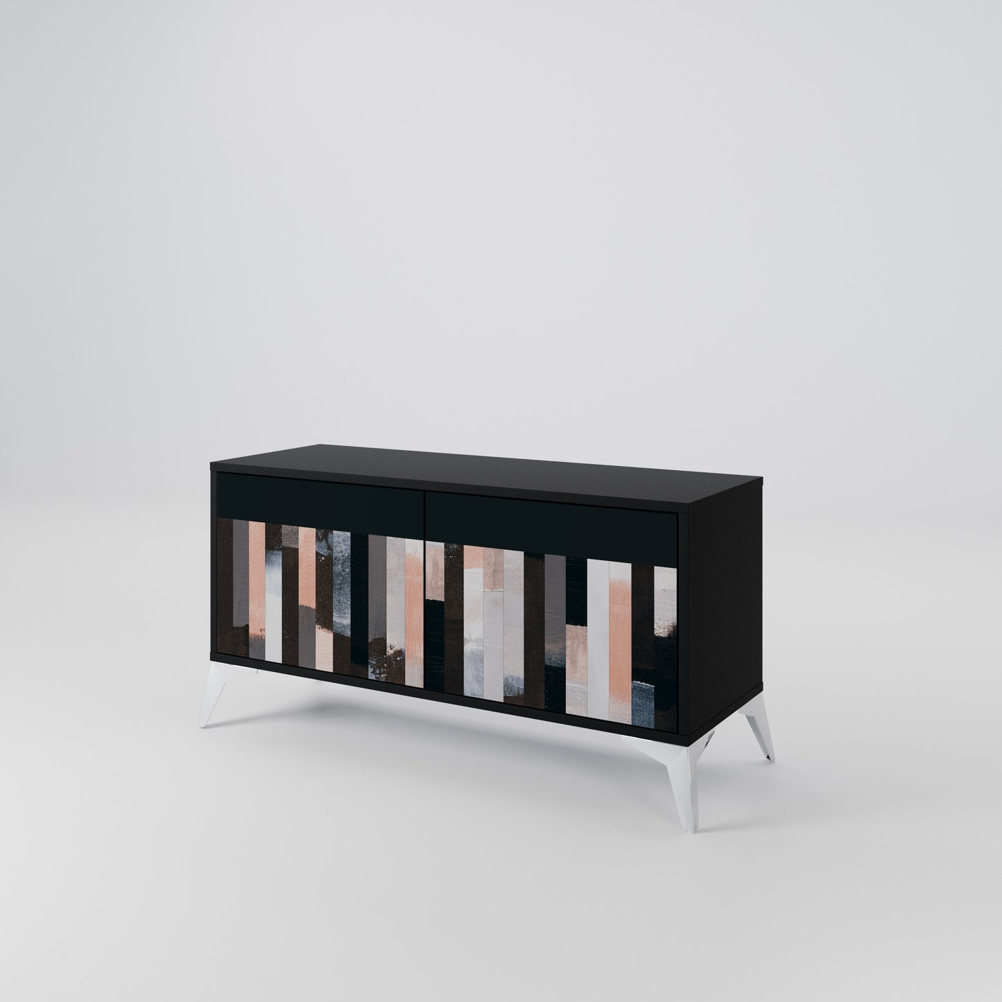 COLLAGE OF RECTANGLES Compact 2-Door TV Cabinet