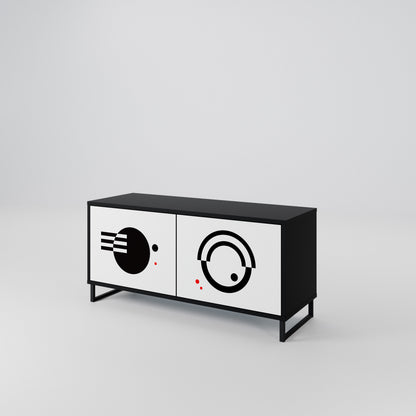 BLACK AND WHITE COMBINATION Compact 2-Door TV Cabinet