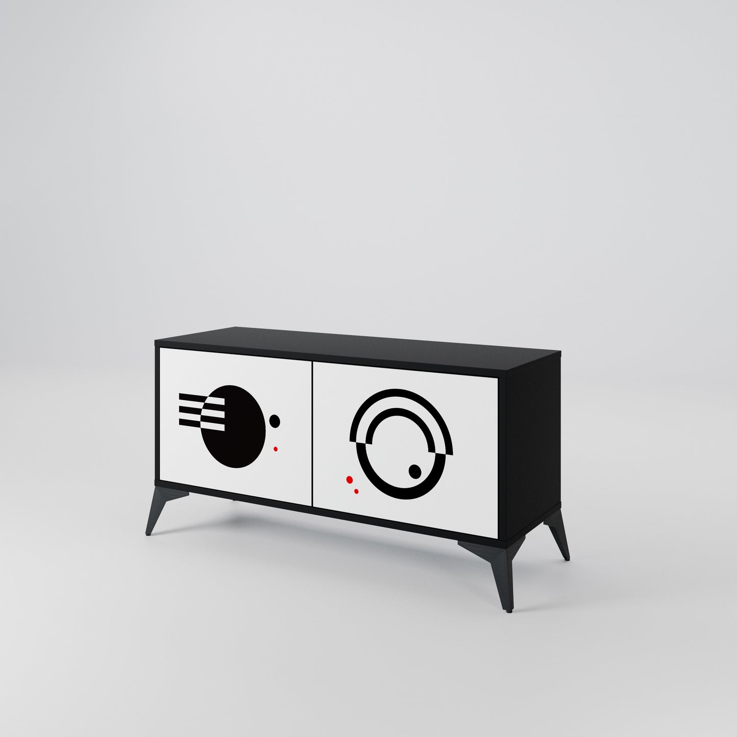 BLACK AND WHITE COMBINATION Compact 2-Door TV Cabinet