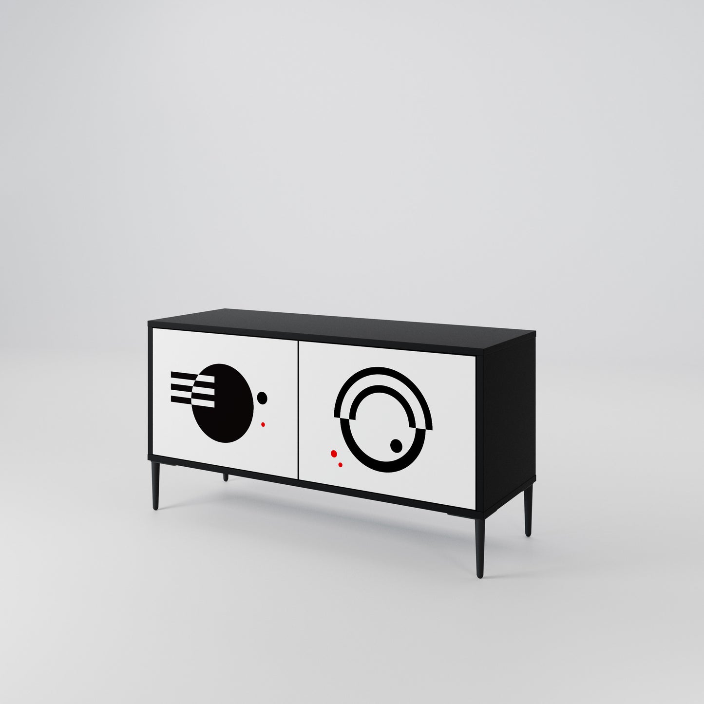 BLACK AND WHITE COMBINATION Compact 2-Door TV Cabinet