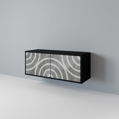 CIRCLE CONCRETE Mobile TV Compatto a 2 Ante
