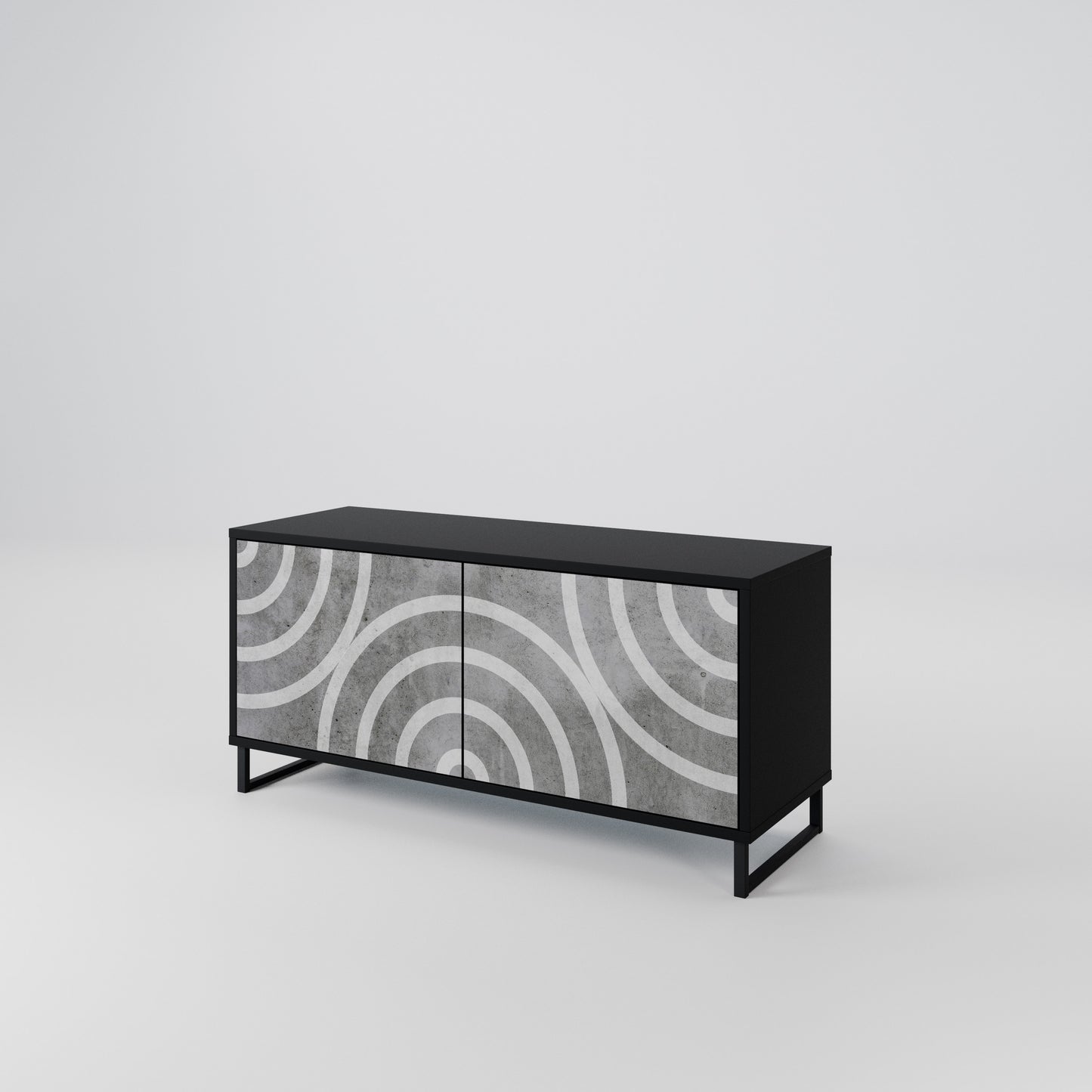 CIRCLE CONCRETE Mobile TV Compatto a 2 Ante