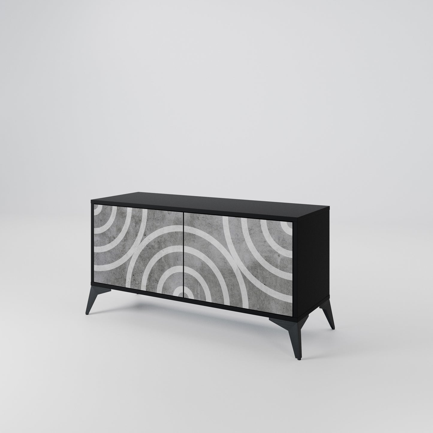CIRCLE CONCRETE Mobile TV Compatto a 2 Ante