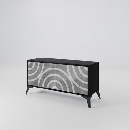 CIRCLE CONCRETE Mobile TV Compatto a 2 Ante
