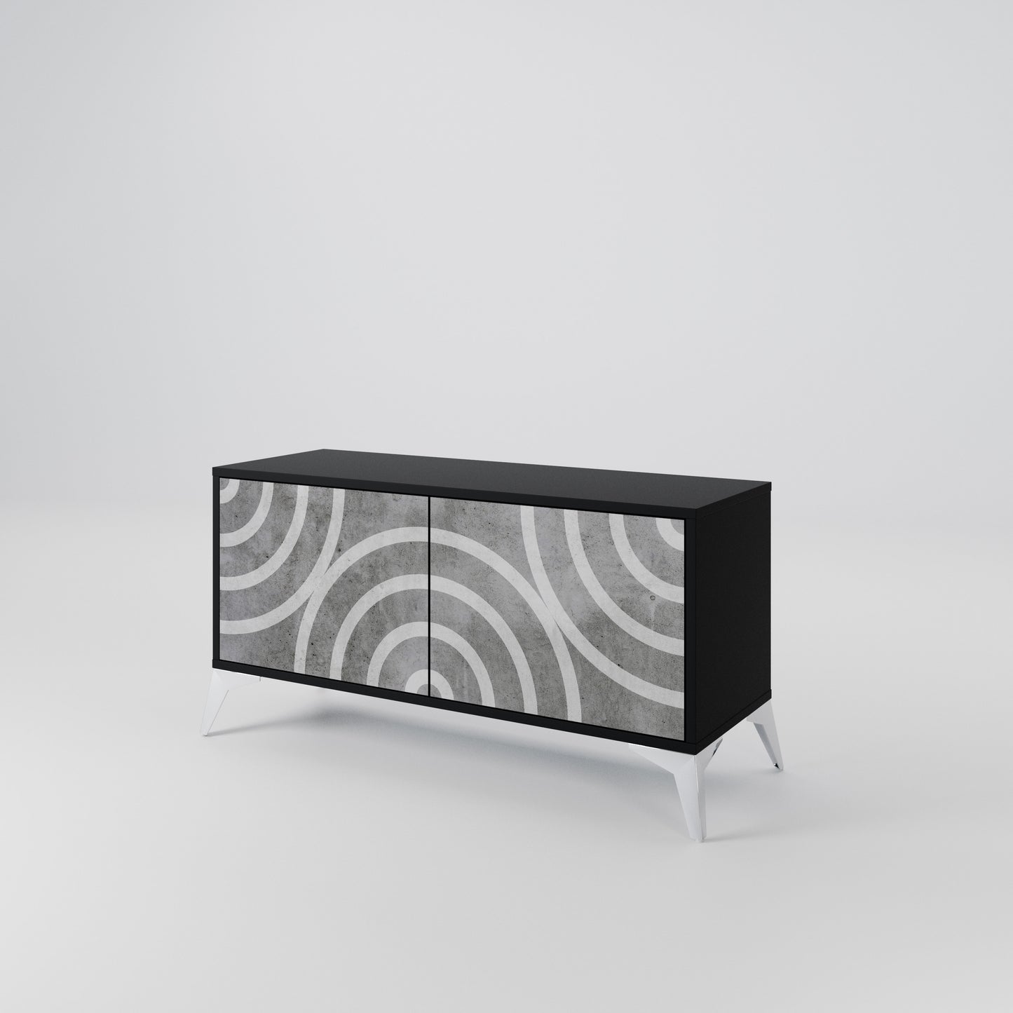 CIRCLE CONCRETE Mobile TV Compatto a 2 Ante