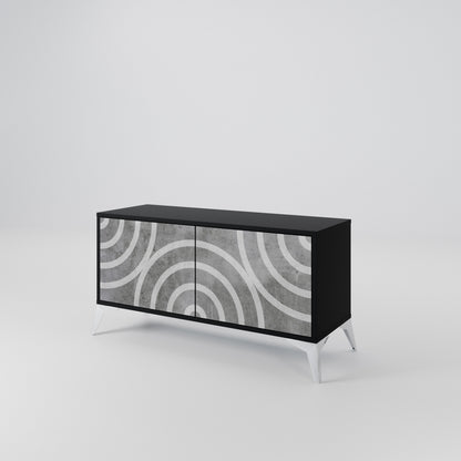 CIRCLE CONCRETE Mobile TV Compatto a 2 Ante