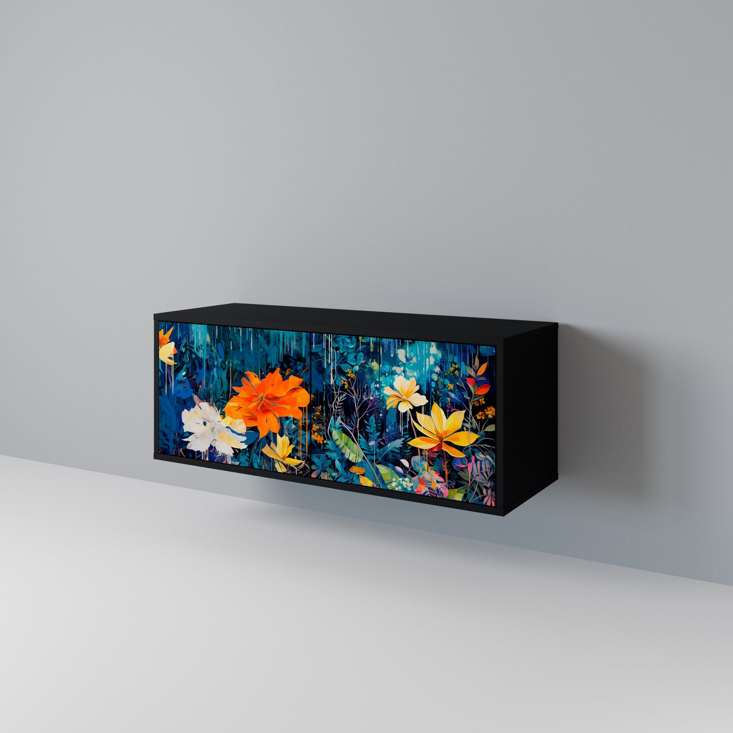 MIDNIGHT BLOSSOM Compact 2-Door TV Cabinet