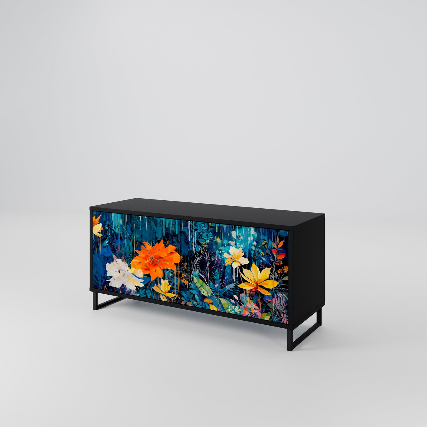 MIDNIGHT BLOSSOM Compact 2-Door TV Cabinet