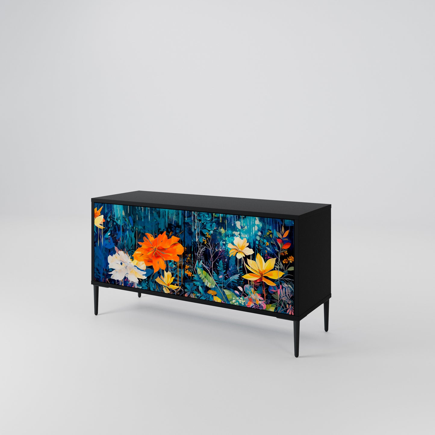 MIDNIGHT BLOSSOM Compact 2-Door TV Cabinet
