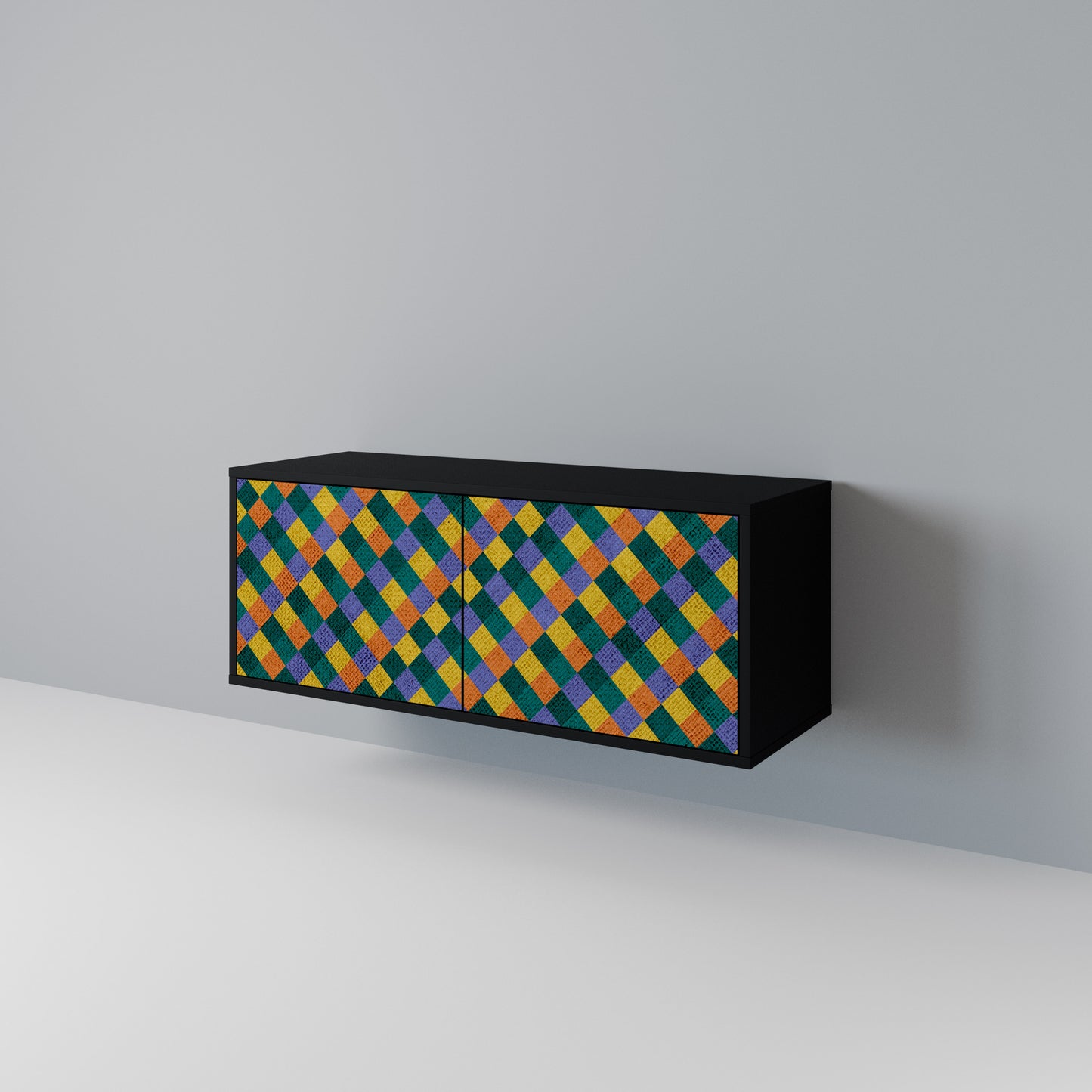 PAINTED SQUARES MIX Compact 2-Door TV Cabinet