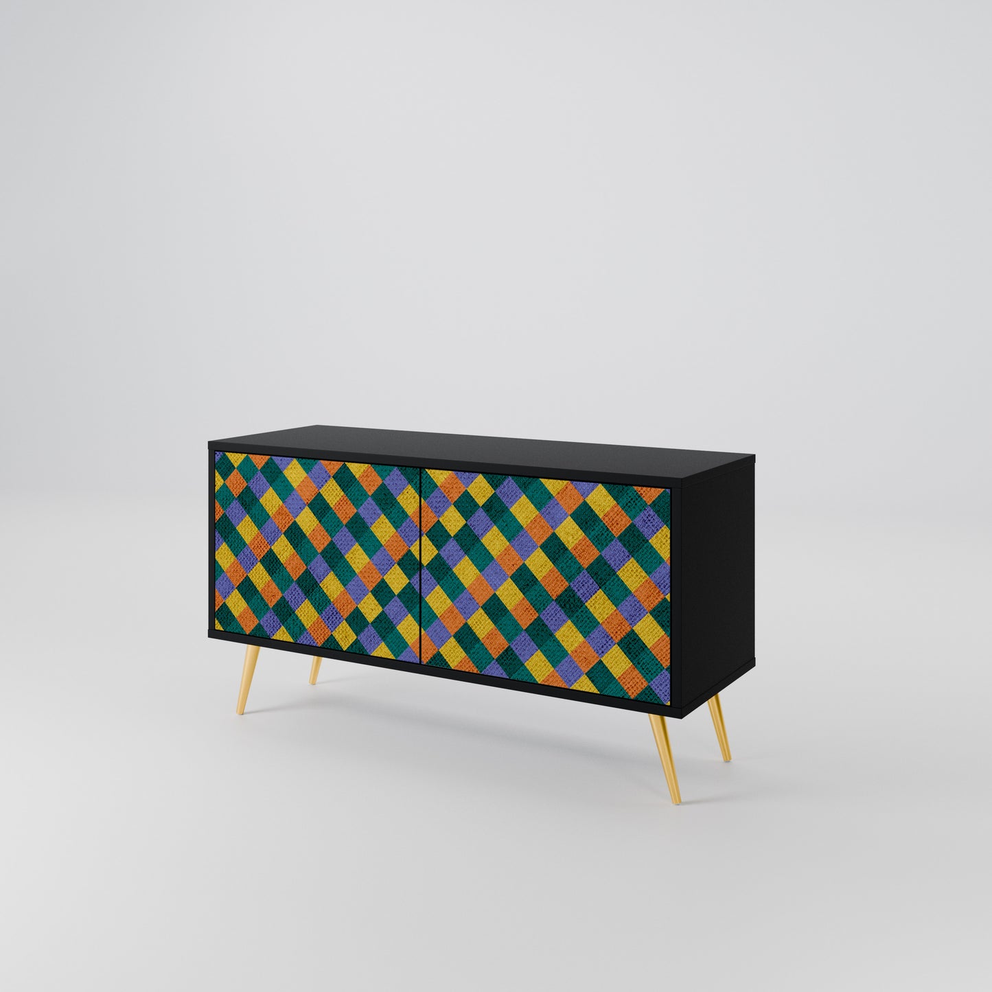 PAINTED SQUARES MIX Compact 2-Door TV Cabinet