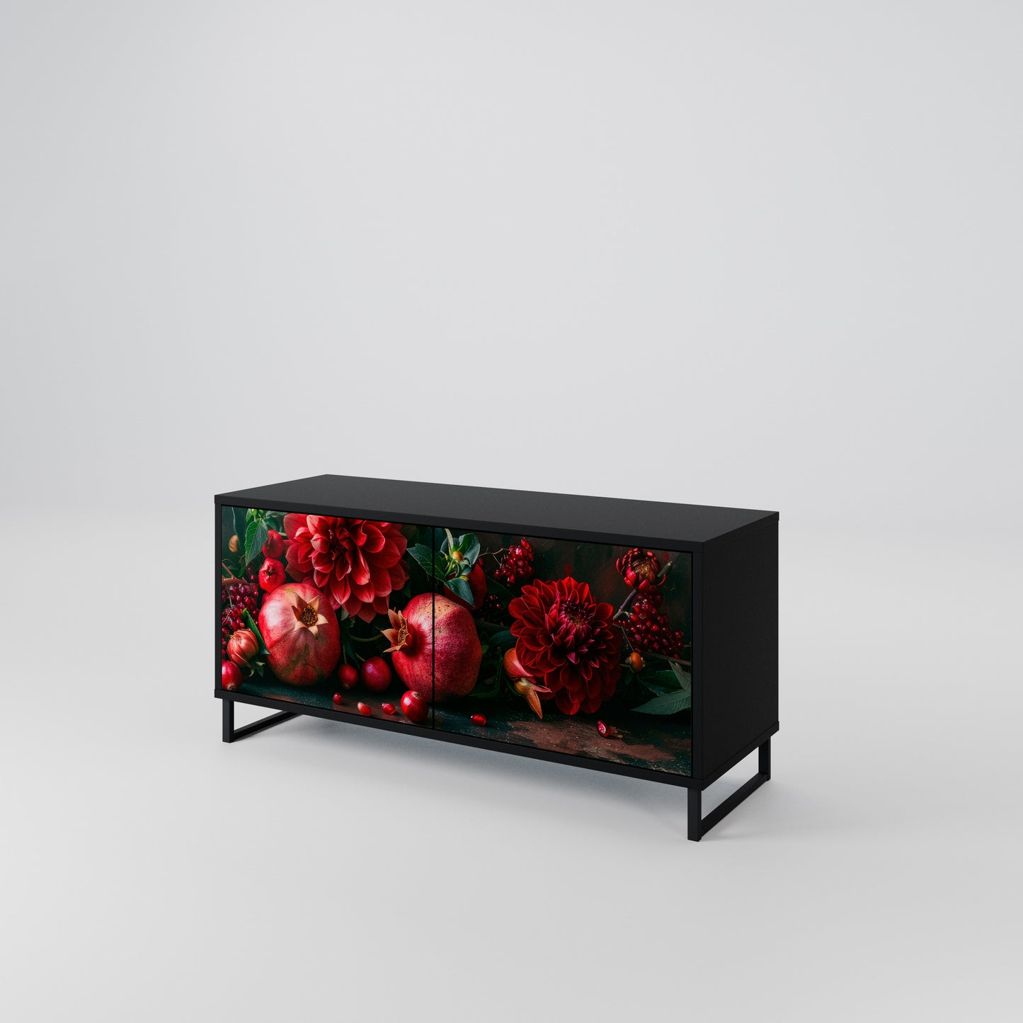 DAHLIAS AND POMEGRANATES Compact 2-Door TV Cabinet