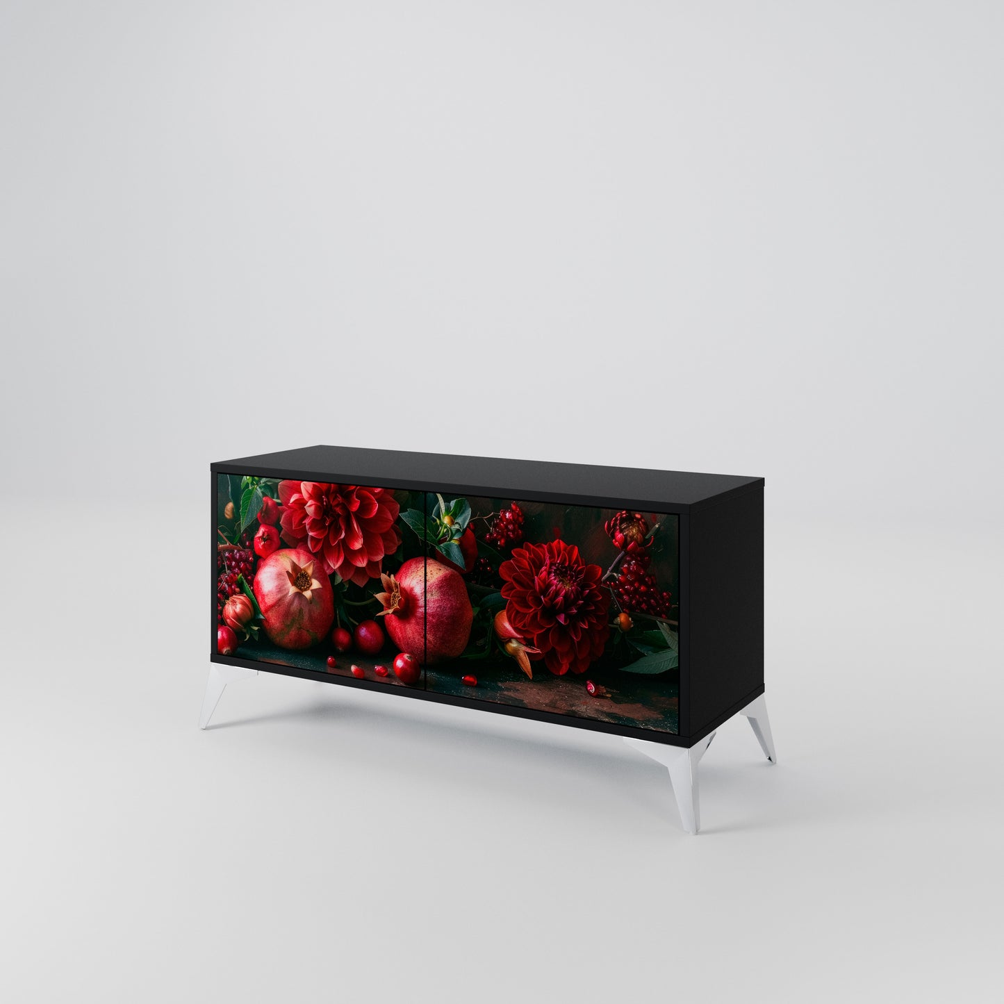DAHLIAS AND POMEGRANATES Compact 2-Door TV Cabinet