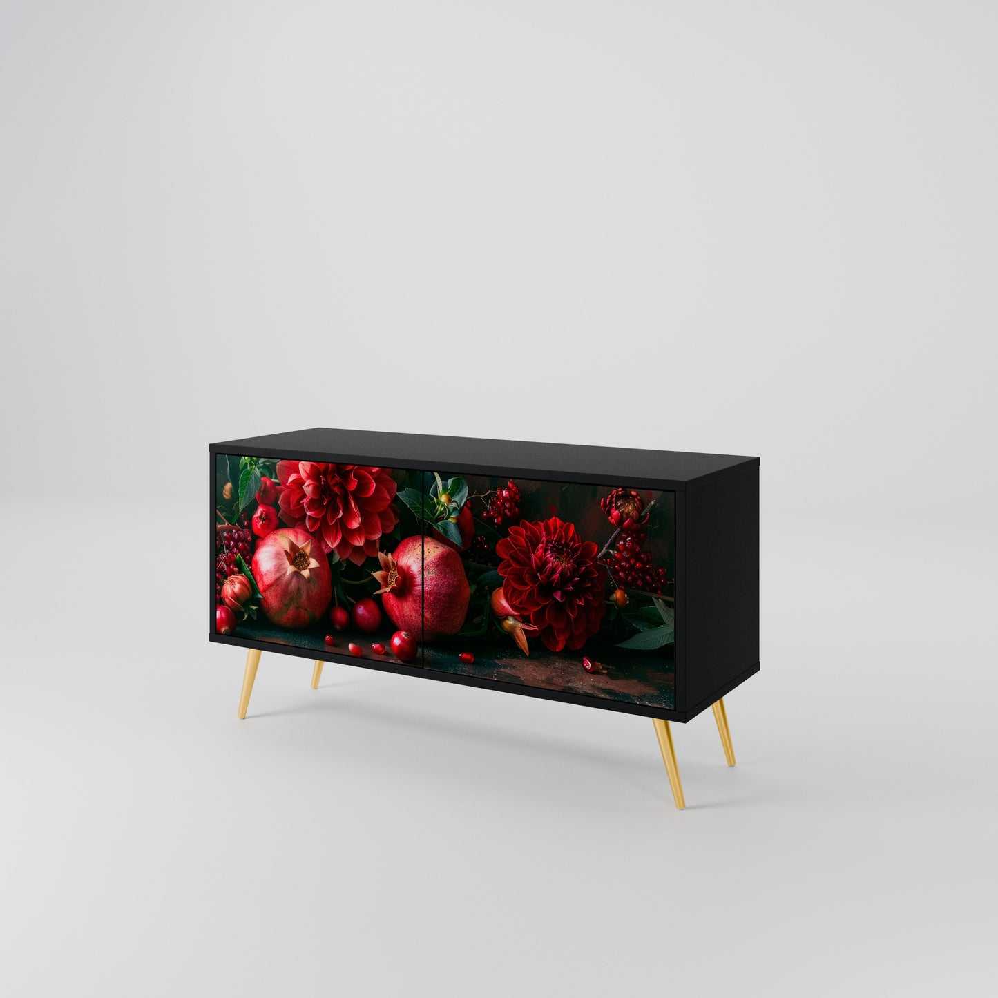 DAHLIAS AND POMEGRANATES Compact 2-Door TV Cabinet