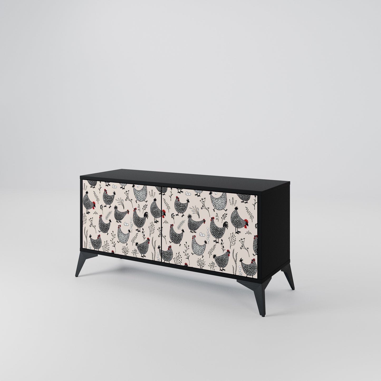 HAPPY HENS Compact 2-Door TV Cabinet