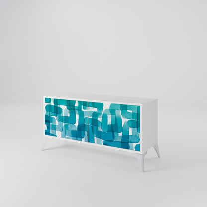 TURQUOISE RECTANGLES Mobile TV Compatto a 2 Ante