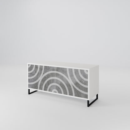 CIRCLE CONCRETE Mobile TV Compatto a 2 Ante
