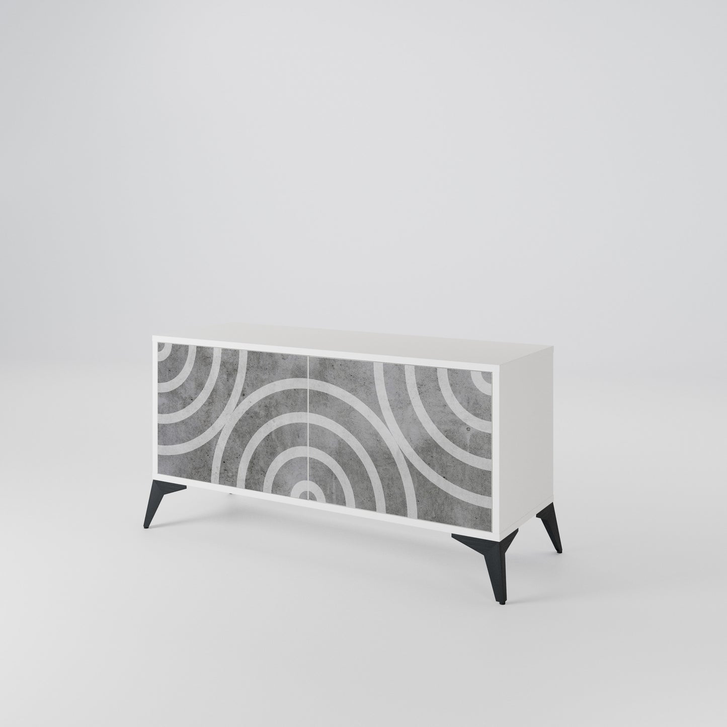 CIRCLE CONCRETE Mobile TV Compatto a 2 Ante