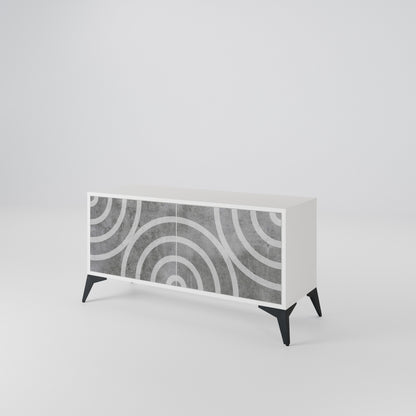 CIRCLE CONCRETE Mobile TV Compatto a 2 Ante