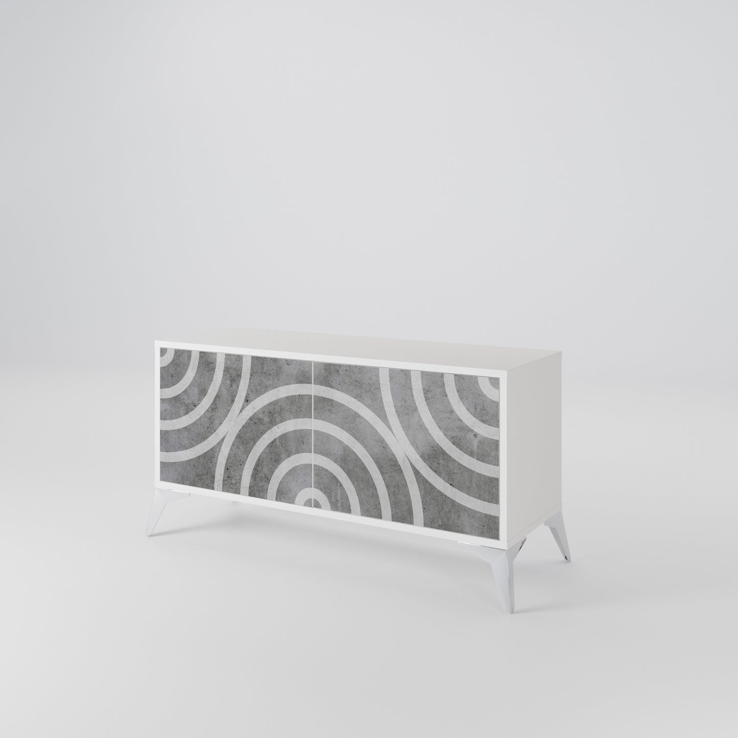 CIRCLE CONCRETE Mobile TV Compatto a 2 Ante
