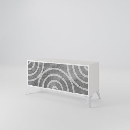 CIRCLE CONCRETE Mobile TV Compatto a 2 Ante