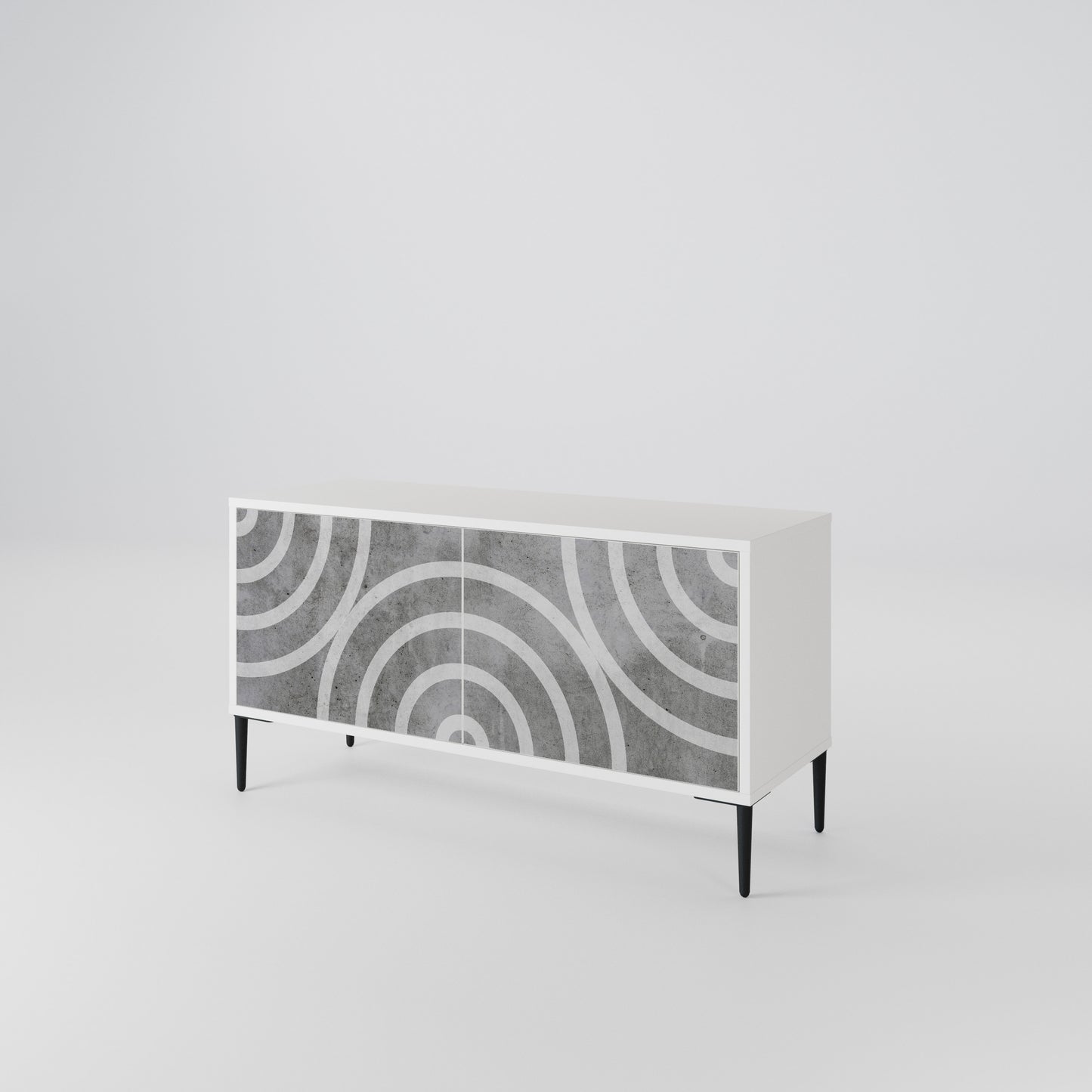 CIRCLE CONCRETE Mobile TV Compatto a 2 Ante